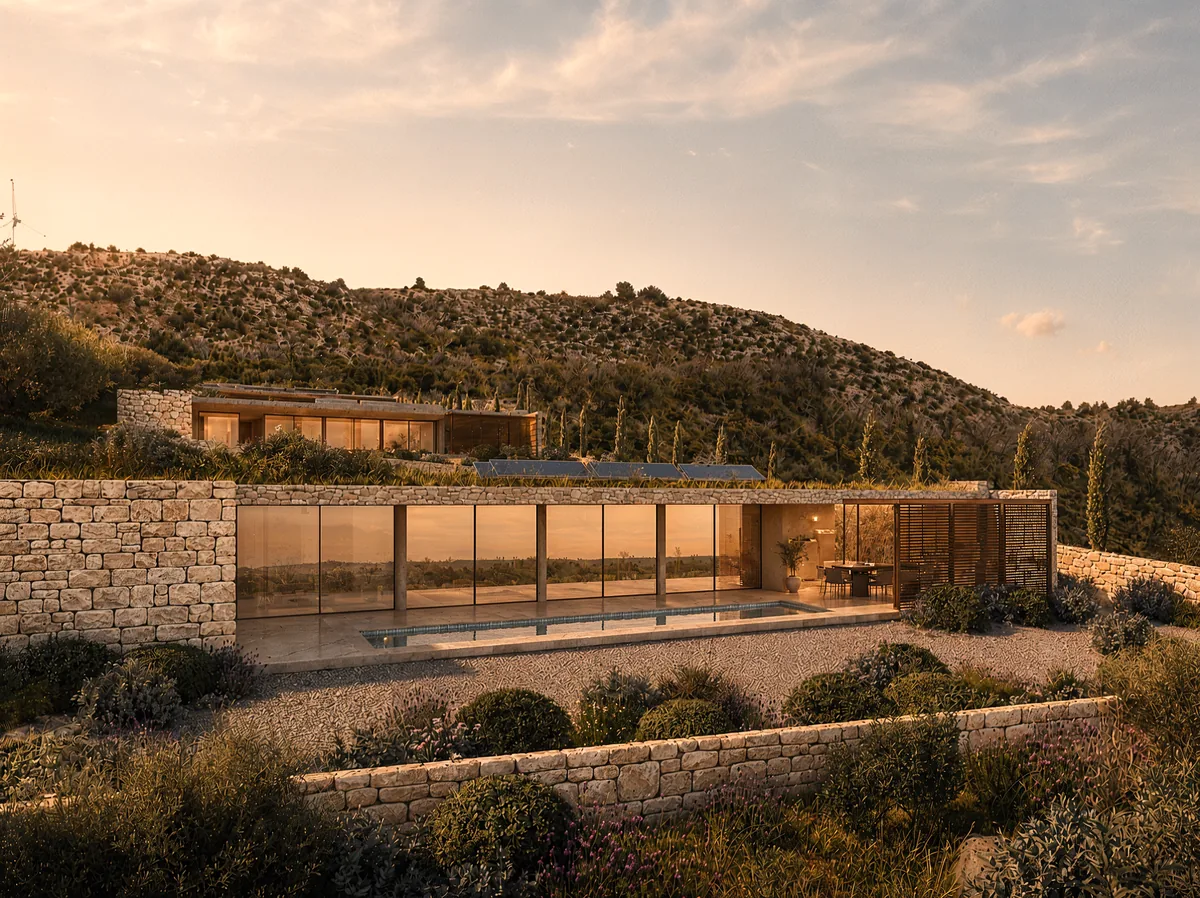 Villa Balatura – ukopana vila sa zelenim krovom i bazenom, Resort Tuone Udaina kraj Šibenika